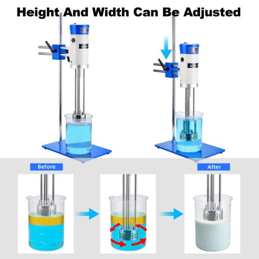 '+UXI Laboratory High Speed Dispersing Homogenizer Emulsifier Capacity 40L (H2O) Water 200-11000r/min 510W Digital Display Blender for Cosmetics/Food/Paints Industry 110V - Image 3