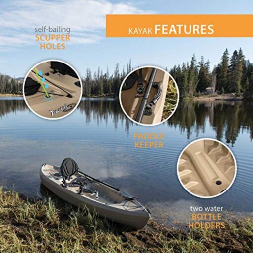 "Lifetime Muskie Angler Sit-On-Top Kayak with Paddle, Tan, 120""" (90508) - Image 4