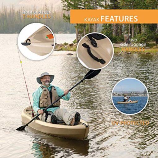 "Lifetime Muskie Angler Sit-On-Top Kayak with Paddle, Tan, 120""" (90508) - Image 2