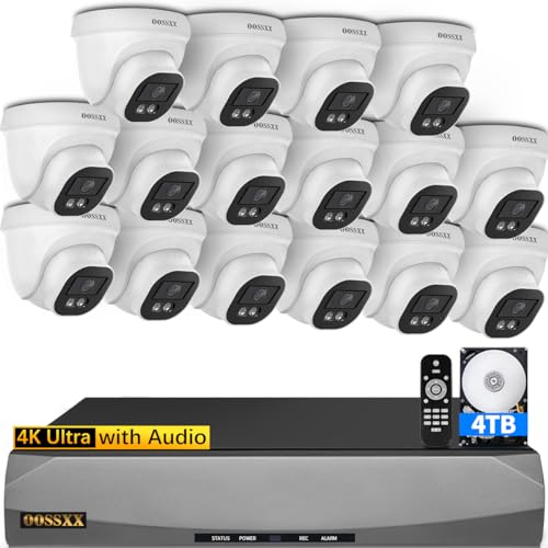 (4K/8.0 Megapixel & 130° Ultra Wide-Angle) with Audio PoE Dome Outdoor Home Security Camera System Wired Outdoor Surveillance IP Cameras System