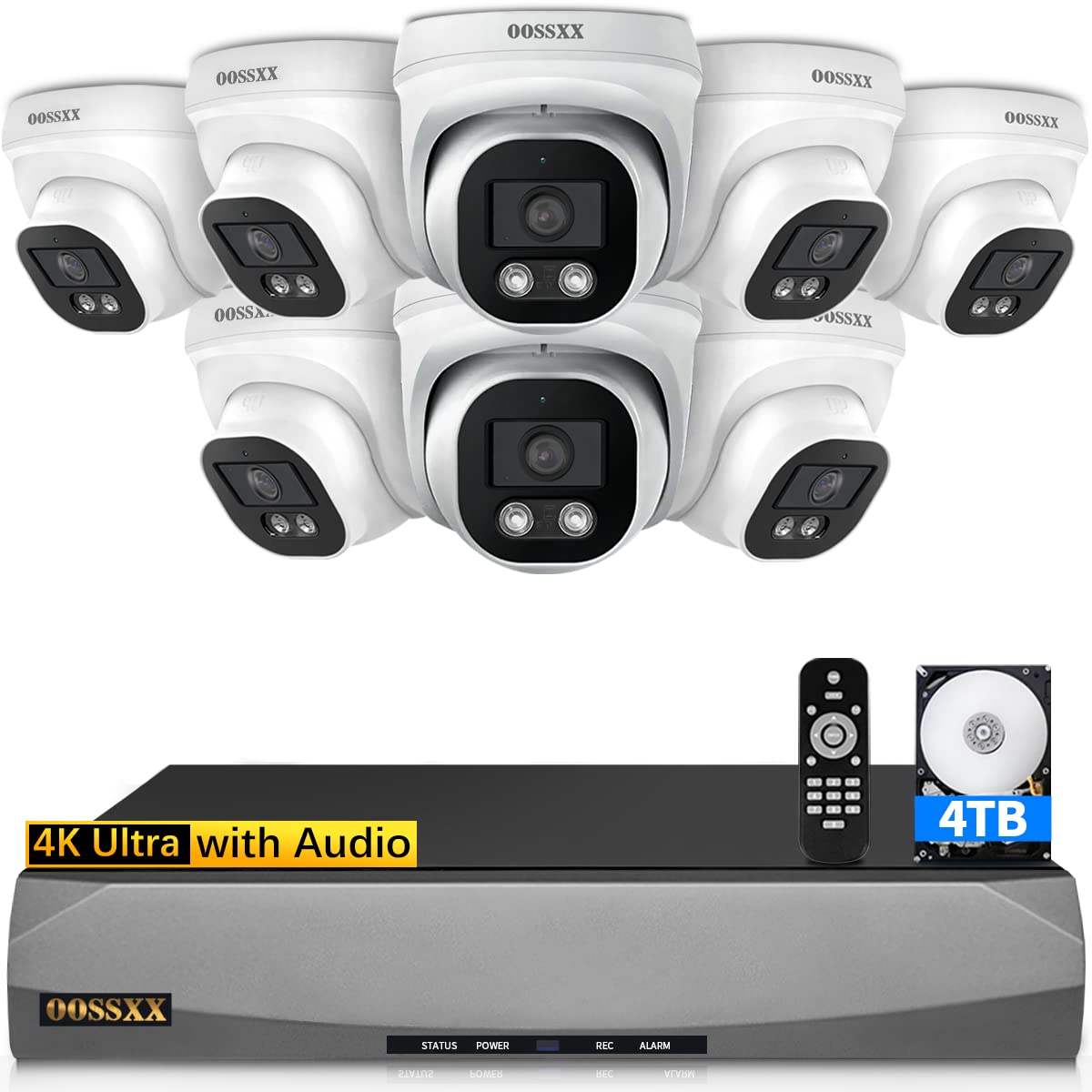 (4K/8.0 Megapixel & 130° Ultra Wide-Angle) with Audio PoE Dome Outdoor Home Security Camera System, Wired Outdoor Surveillance IP Cameras System