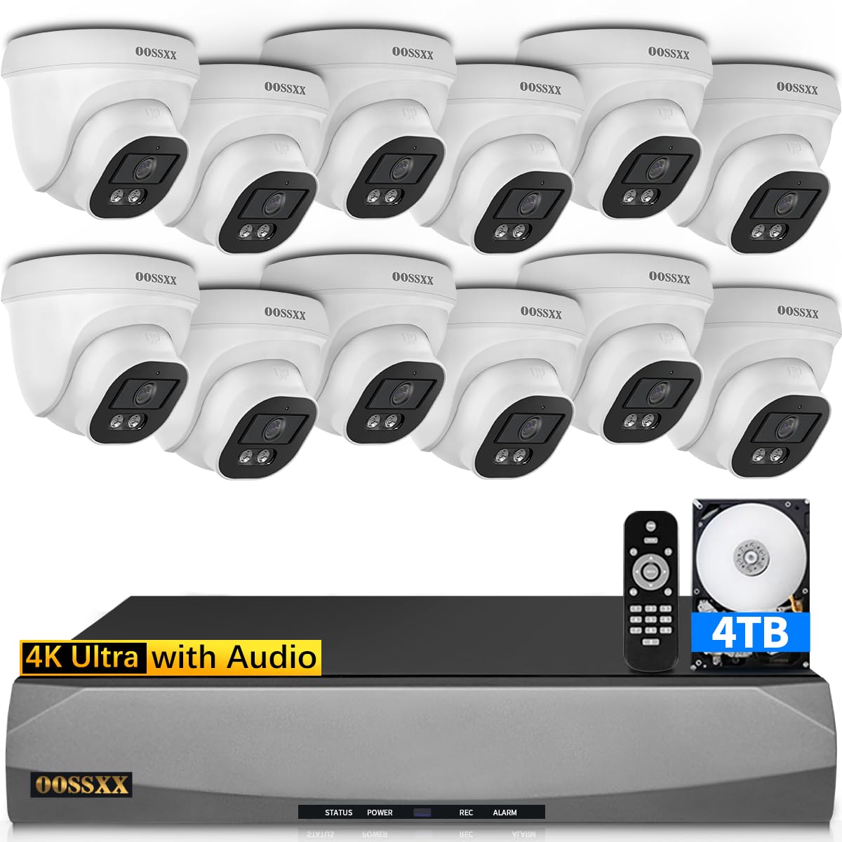 (4K/8.0 Megapixel & 130° Ultra Wide-Angle) with Audio PoE Dome Outdoor Home Security Camera System, Wired Outdoor Surveillance IP Cameras System
