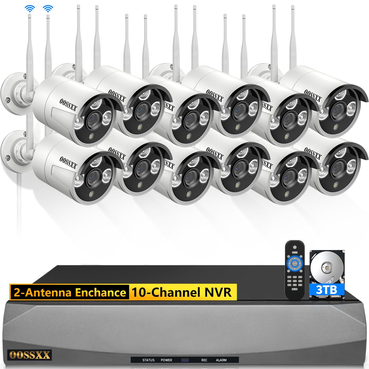 (2-Antennas for Wi-Fi Enhanced) Outdoor Wireless Security Camera System Video Surveillance Cameras