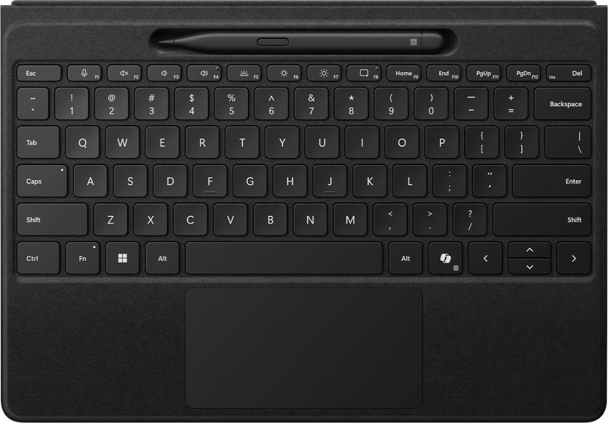 Microsoft Surface Pro Flex Keyboard with Slim Pen Bundle, 2-in-1 Alcantara keyboard for Surface Pro Copilot+ (11th Edition), Pro 9 and 8, Windows 11 Copilot+ PC, Black